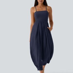 Halara Spaghetti Strap Lace Up Pocket Jumpsuit